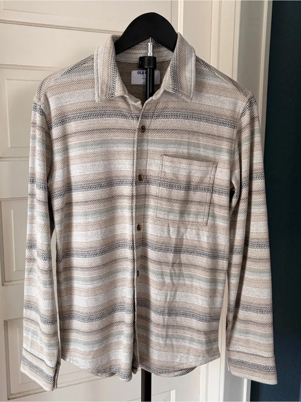 Boy’s Old Navy Beige, Gray & Cream Striped Shirt Jacket